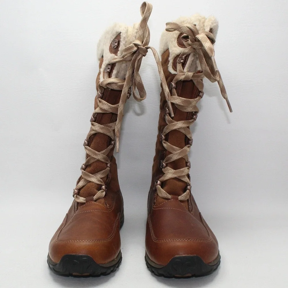 Timberland Mount Hope Mid‎ Waterproof Winter Boots Brown Leather Womens 8.5 NWOB